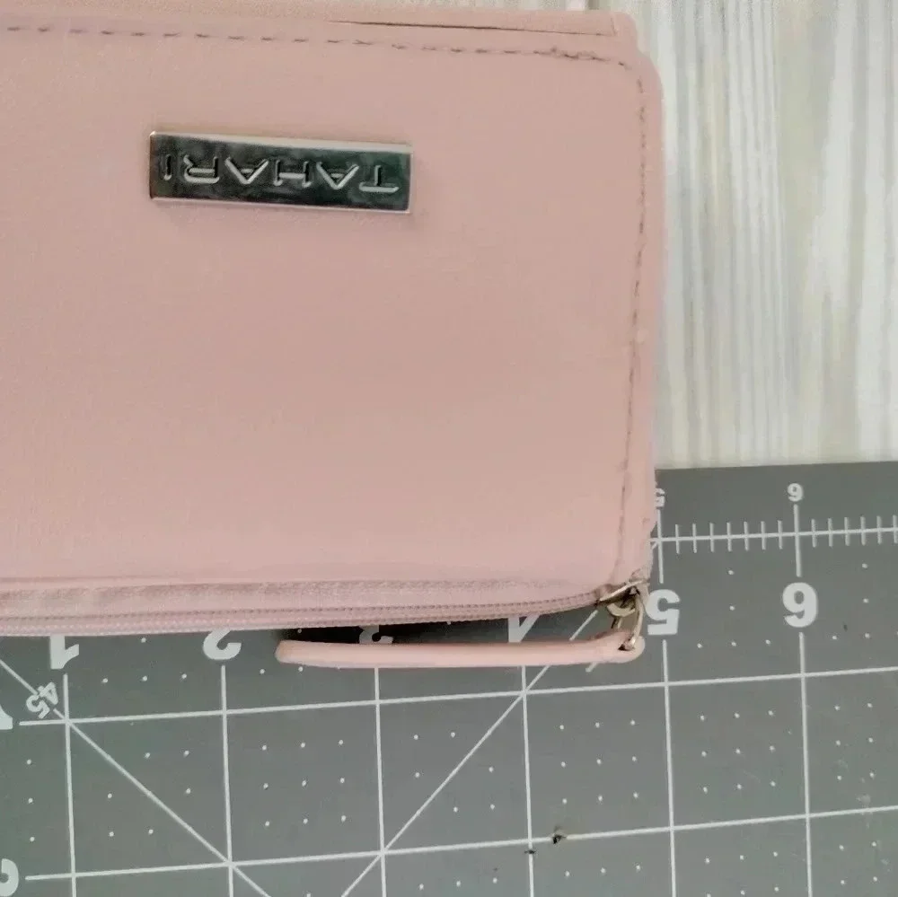 Tahari Pink Small Wallet Snap Zipper Closure